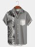 Royaura Gray Hawaiian Vacation Leaf Print Breast Pocket Vacation Shirt Plus Size Printed Shirt