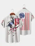 Royaura Vintage Baseball Hitter Flag Breast Pocket Hawaiian Shirt Oversized Vacation Shirt