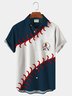 Royaura vintage baseball print chest pocket sports shirt oversized blue shirt