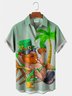 Royaura Cotton Blended Coconut Tree and Holiday St. Patrick's Day Men's Oversized Short Sleeve Shirt