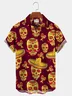 Royaura Cinco de Mayo Skull Straw Hat Print Chest Bag Shirt Plus Size Shirt