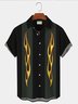 Royaura 50s Vintage Men's Flame Bowling Shirts Moto Rock Art Stretch Oversized Hawaiian Shirts