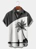 Royaura Hawaiian Coconut Tree Landscape Print Chest Bag Holiday Shirt Plus Size Shirt