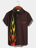 Royaura Vintage Bowling Flames of Fury Hot Rod Vintage Car Breast Pocket Hawaiian Shirt Oversized Vacation Aloha Shirt