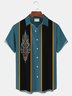 Royaura Retro Car Show Men's Vintage Bowling Shirts Stripe Art Casual Oversized Stretch Outdoor Camp Shirts