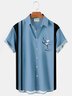Royaura Blue Vintage Bowling Cocktail Print Chest Bag Shirt Plus Size Shirt
