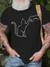 Royaura Men's Casual Simple Cat Print Short Sleeve T-shirt