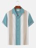 Royaura Nostalgic Movie Star Men's Vintage Bowling Shirts Stretch Big Size Button Striped Aloha Shirts
