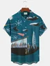 Royaura Vintage 50S Geometric Atomic Airplane Rocket Men's Futurism Button Pocket Shirt
