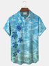 Royaura Turtle Honu Print Beach Men's Vacation Hawaiian Big and Tall Aloha Shirt