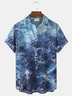 Royaura Wave Ocean Print Men's Vacation Hawaiian Big and Tall Aloha Shirt