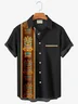 Royaura Vintage bowling tiki totem men's pocket casual button shirt