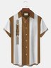 Royaura 50's Brown Vintage Men's Bowling Shirts Tiki Totem Art Stretch Oversized Aloha Pocket Camp Shirts