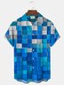 Royaura Hawaiian Geometric Block Men's Button Down Pocket Shirt