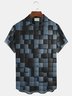 Royaura Geometric Cubes Print Beach Men's Hawaiian Oversized Shirt with Pocket