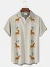 Royaura Vintage Bowling Ethnic Horse Print Beach Men's Hawaiian Oversized Shirt With Pocket