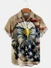 Royaura Vintage Flag Eagle Print Men's Button Pocket Shirt
