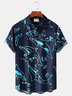 Royaura Beach Holiday Blue Men's Hawaiian Shirts Plus Size Stretch Wrinkle Free Aloha Camp Casual Pocket Shirts