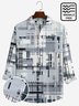 Royaura 50's Retro Medieval Geometric Men's Long Sleeve Shirts Stretch Wrinkle Free Seersucker Casual Camp Shirts