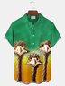 Royaura Hawaiian Ostrich Print Men's Button Pocket Short Sleeve Shirt