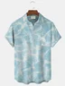 Royaura Water Ripple Print Beach Men's Hawaiian Oversized Shirt with Pockets Wrinkle Free Shirt
