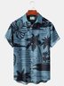 Royaura Beach Vacation Men's Blue Hawaiian Shirt Coconut Tree Stretch Plus Size Aloha Pocket Camp Shirts