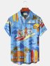 Royaura Beach Vacation Men's Light Blue Hawaiian Shirts Island Cartoon Surf Sports Stretch Plus Size Aloha Camp Pocket Shirts