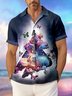 Royaura Gradient Guitar Butterfly Print Beach Men's Hawaiian Oversized Shirt
