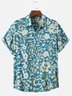 Royaura Cotton Linen Vacation Beach Blue Men's Hawaiian Shirts Comfortable Blend Breathable Aloha Camp Shirts