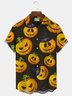 Royaura Vintage Halloween Pumpkin Print Men's Button Pocket Shirt