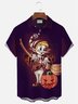 Royaura Halloween Witch Pumpkin Gradient Print Men's Button Pocket Short Sleeve Shirt