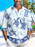 Men's Tie Dye Turtle Print Beach Hawaii Long Sleeve Shirt