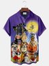 Royaura Trick or Treat Dogs Halloween Print Beach Men's Hawaiian Oversized Shirt with Pockets
