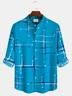 Royaura 50’S Vintage Mid-Century Modern Geometric Blue Men's Camp Shirts Stretch Plus Aloha Casual Pocket Shirts