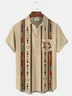 Royaura Vintage Western Ethnic Print Men's Button Pocket Short Sleeve Shirt
