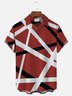 Royaura Vintage Rock Red Geometric Music Art Men's Casual Shirts Stretch Plus Size Pocket Aloha Camp Button Shirts