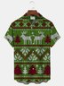 Royaura Christmas Holiday Green Men's Casual Shirt Christmas Tree Elk Textured Stretch Plus Size Aloha Camp Pocket Button-Down Shirts