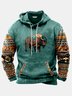 Royaura Men's Aztec Native American Bison Print Vintage Drawstring Hoodies