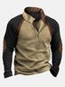 Royaura 50's Retro Casual Western Men's Camp Stand Collar Sweatshirts Stretch Plus Size Spliced ​​Outdoor Pullover Tops