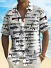 Royaura Vintage War Weapon Art White Men's Hawaiian Shirts Stretch Plus Size Aloha Camp Pocket Button-Down Shirts
