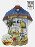 Royaura Beach Vacation Blue Men's Hawaiian Shirts Parrot Stretch Wrinkle Free Seersucker Aloha Pocket Camp Shirts