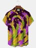 Royaura Mardi Gras Holiday Purple Men's Hawaiian Shirts Feather Art Stretch Pocket Camping Shirt Big Tall