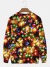 Royaura Christmas Holiday Men's Round Neck Sweatshirt Lights Art Warm Comfortable Pullover Top Big Tall
