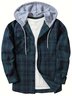 RoyauraPlaid Pattern Men's Long Sleeve Hooded Shirt Jacket With Chest Pocket, Men's Casual Fall Winter Outwear