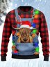 Royaura Highland Cattle Lover Red Plaid Shirt and Denim Bib Overalls Ugly Christmas Sweatshirt