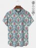 Royaura® Cotton Linen Holiday Beach Blue Men's Hawaiian Shirts Ocean Lobster Art Breathable Comfort Pocket Camp Shirts Big Tall