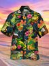 Royaura Hawaiian Tropical Floral Crocodile Print Men's Button Pocket Shirt