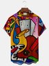 Royaura® Vintage Musical Instrument Art Print Men's Button Pocket Shirt