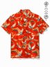 Royaura® Japanese Vintage Red Men's Hawaiian Shirts Ukiyoe Crane Breathable Comfortable Camp Pocket Shirts