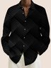 Royaura® Basic Polka Dot Men's Long Sleeve Shirt Stretch Easy Care Pocket Camping Shirt Big Tall